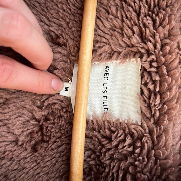 Faux leather pink shearling jacket - Picture 2 of 2